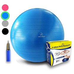 Exercise Ball – Professional Grade Anti-Burst Yoga Fitness, Balance Ball for Pilates, Yoga ...