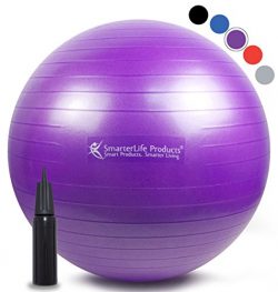 SmarterLife Exercise Ball for Yoga, Balance, Stability, Fitness, Pilates, Birthing, Therapy, Off ...