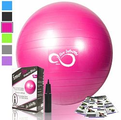 Exercise Ball -Professional Grade Exercise Equipment Anti Burst Tested with Hand Pump- Supports  ...