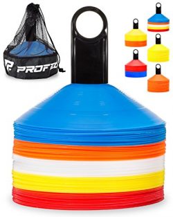 Pro Disc Cones (Set of 50) – Agility Soccer Cones with Carry Bag and Holder for Training,  ...