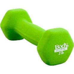 Body Sport Neoprene Dumbbell Hand Weight, 2 lb – Light Green (Set of 2)