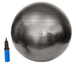 Incline Fit Anti-Burst Yoga Exercise Ball with Pump and Ball Base, Black