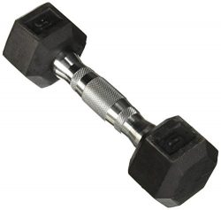 Cap Barbell Rubber Coated Hex Dumbbell with Contoured Chrome Handle (25-Pound)