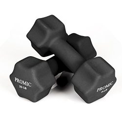 PROMIC 1lb to 20lb Hand Weights Deluxe Solid Vinyl Dumbbells with Non-Slip Grip for Hand Exercise