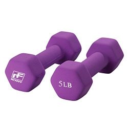 RitFit Set of Two Neoprene Dumbbells Coated for Non-Slip Grip, 1 lb-20 lb (5 Pound(Purple))