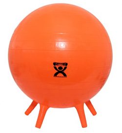 CanDo NonSlip Inflatable Exercise Ball with Stability Feet, Orange, 21.6″