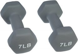 AmazonBasics Neoprene Dumbbells 7-Pound, Set of 2, Light Grey