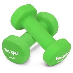 Yes4All 3 lbs Dumbbells Neoprene with Non Slip Grip – Great for Total Body Workout – Total Weigh ...