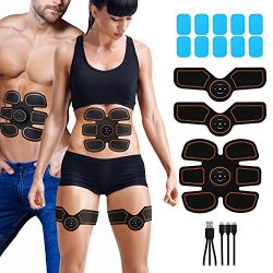 Abdominal Muscle Toner Rechargeable ABS Stimulator, Portable Wireless Muscle Trainer for Men Wom ...