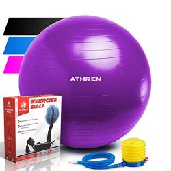 Exercise Ball with Foot Pump (GYM QUALITY FITNESS BALL) – 2000lbs Anti-burst – Also  ...