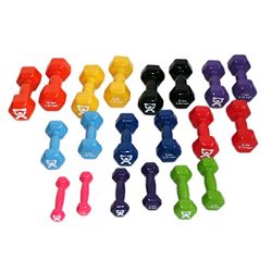 CanDo Lite Weight Dumbbell Set (10 Pieces) with Floor Rack