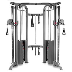 XMark Functional Trainer Cable Machine with Dual 200 lb Weight Stacks, 19 Adjustments, and Acces ...