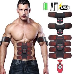 2018 New Upgrade Muscle Toner Ultimate Abs Stimulator Rechargeable, EMS Abdominal Muscle Trainer ...