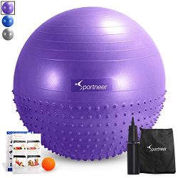 Sportneer Excercise Ball Anti-burst Dual-sided Balance Yoga Ball with Pump, Massage Ball, Workou ...