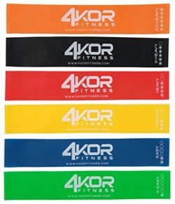 4 KOR Fitness Set of 6 Resistance Loop Bands (12 x 2-Inch) with Carrying Case