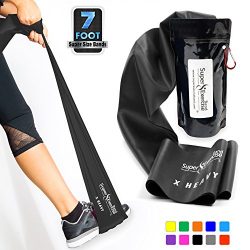 Super Exercise Band X Heavy Black 7 ft. Long Resistance Band. Latex Free Home Gym Fitness Kit Fo ...