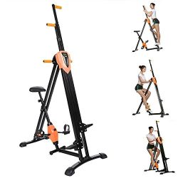 Vividy 2 in 1 Vertical Climber Step Fitness Machine Folding Full Body Exercise Climbing Cardio M ...