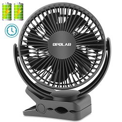 OPOLAR Clip Fan with 5200mAh Battery and Timer, 3 Speeds, Strong Clamp, 7 blade, Rechargeable Ba ...