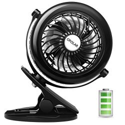 OPOLAR Battery Clip on Fan, Powered by USB or 2200mAh Rechargeable Battery, 360 Adjustable Wind, ...