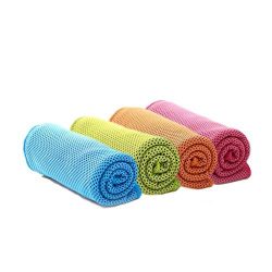4 Packs Cooling Towel (40″x 12″), Ice Towel, Microfiber Towel, Soft Breathable Chill ...