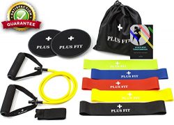 PlusFit BEST Home/Gym Workout Equipment (Gliding Discs Core Sliders, Resistance Loop Bands, Resi ...