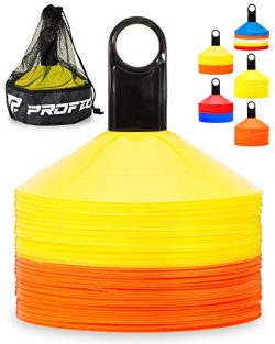 Pro Disc Cones (Set of 50) – Agility Soccer Cones with Carry Bag and Holder for Training,  ...