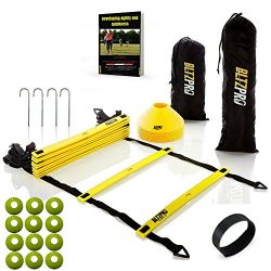 Bltzpro AGILITY LADDER with CONES Fitness Gear- Improve Soccer,Football & Sports Skills, Use ...