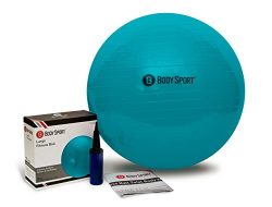 Body Sport Exercise Ball with Pump for Home Gym Balance Stability, Pilates, Core Strength, Stret ...