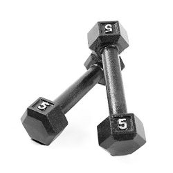 CAP Barbell Cast Iron Hex Dumbbell (Pair), Black, 5 lb