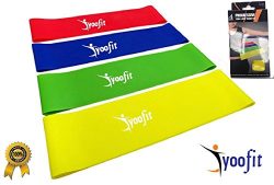 Yoofit Resistance Loop Bands Set of 4 – 12″x2″ Inches Physical Therapy Band fo ...