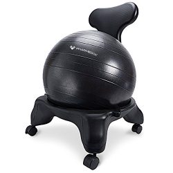 PharMeDoc Balance Ball Chair with Back Support for Home and Office w/Exercise Ball, Pump, Remova ...