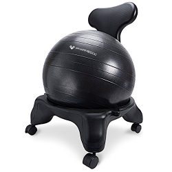 PharMeDoc Balance Ball Chair with Back Support for Home and Office w/Exercise Ball, Pump, Remova ...
