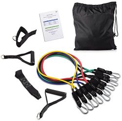 BalanceFrom Resistance Band Set – Include 5 Stackable Exercise Bands with Carrying Bag, Do ...