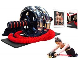 Multi Functional Ab Wheel Roller KIT with Resistance Bands, Kneepad, Guide, Workout Ebook. Abdom ...