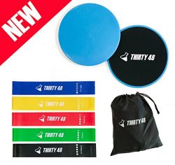 Thirty 48 Gliding Discs Core Sliders and 5 Exercise Resistance Bands | Strength, Stability, and  ...