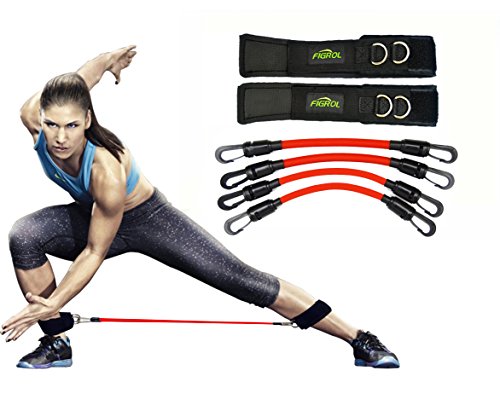 FIGROL Leg Resistance Bands Speed Agility Training Strength Ankle Straps Jump Trainer with 4 Exe ...