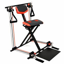 Nano Gym Supreme Portable Home Gym w/Footplate, Built-in Swivel Gel Seat & DVD