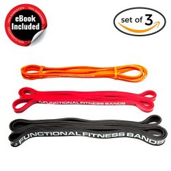 Functional Fitness Pull Up Assistance Resistance Bands Set (Light Medium Heavy Duty) for Mobilit ...