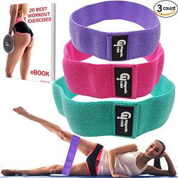 Hip Resistance Bands Set of 3 (Low, Medium and Heavy) – Hip Bands for Booty Building, Warm ...