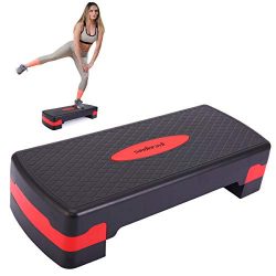 JAXPETY New 27” Fitness Aerobic Step Adjust 4″ – 6″ Exercise Stepper w/R ...