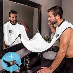 Beard Bib Apron & Beard Template Tool (Combo) Facial Hair Trimming & Clippings Catcher | ...