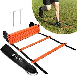 JBM Agility Ladder Adjustable Training Ladder Carry Bag 12/18 / 20 Rung, Perfect Speed Exercise  ...