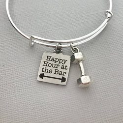 Happy Hour at the Bar workout jewelry dumbbell weight lifting fitness bangle charm bracelet