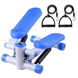 Air Stair Climber Step Exercise Fitness Machine w/Bands Aerobic Equipment Blue