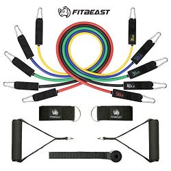 FitBeast Resistance Bands Set Workout Bands 11PC Exercise Bands with Door Anchor, Handles and An ...