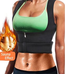 Women Neoprene Sauna Sweat Waist Trainer Vest with Zipper for Weight Loss Gym Workout Body Shape ...