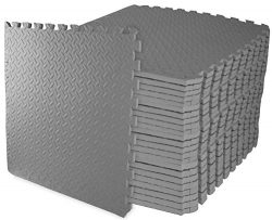 BalanceFrom Puzzle Exercise Mat with EVA Foam Interlocking Tiles (Gray)