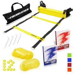 Agility Ladder and Cones by FireBreather. Great Training Equipment to Exercise Speed in Soccer,  ...