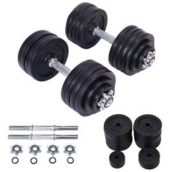 2 x 52.5 LB Weight Dumbbell Set Adjustable Cap Gym Barbell Plates Body Workout