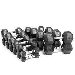 XMark Fitness Rubber Hex Dumbbell Set (5-50 -Pounds)